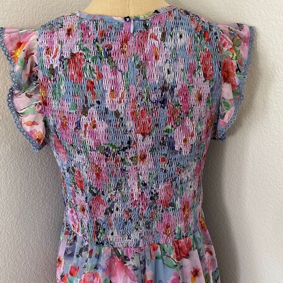 NWOT Lost and Wander Down to Earth Smocked Garden Midi Dress Size L - Picture 5 of 12